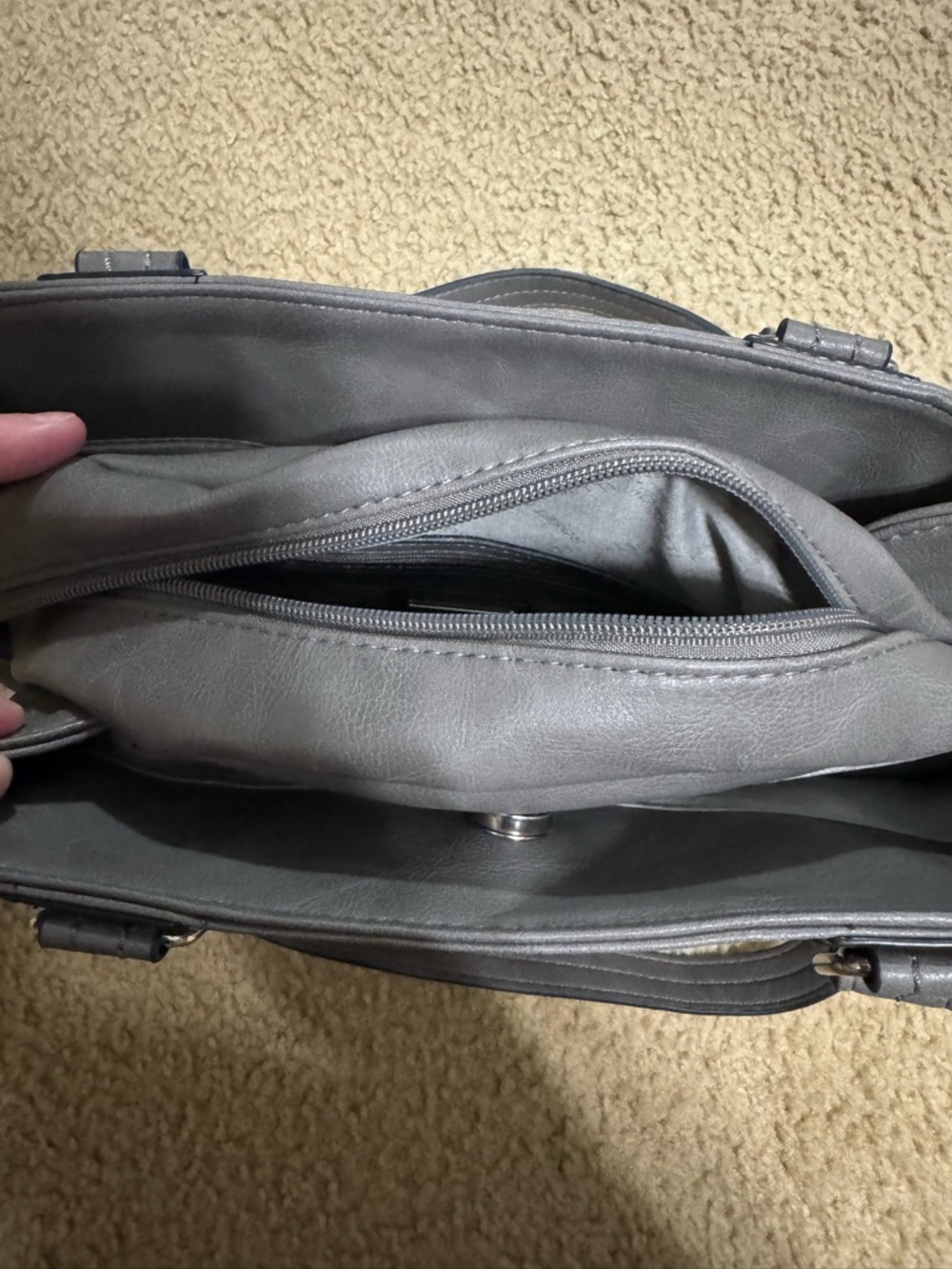 Rosetti Gray Shoulder Tote with Front Zip & Buckle Detail - Picture 3 of 8